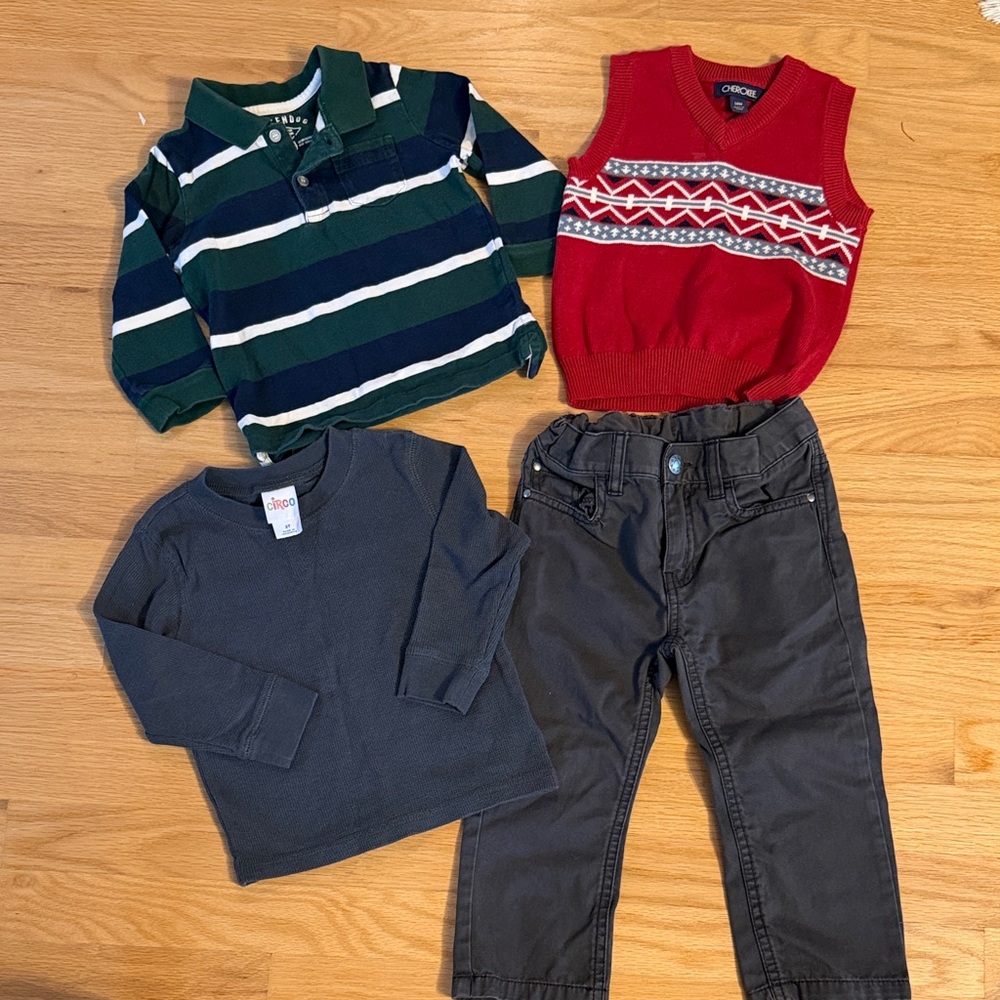 4 pc set, little boys preppy handsome clothing, H&M, size 18/24 mo